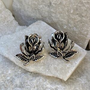 Silver Rose Stud Earrings